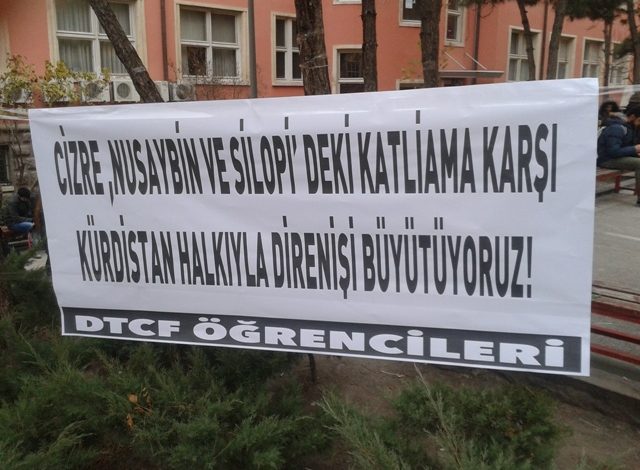 ankara universitesinde kurdistan icin pankart