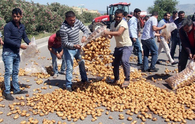 adanada ciftciler fiyatlara tepki olarak d 400 karayoluna patates 002