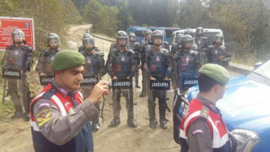 Yeşil yol inşaatına jandarma koruması